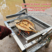 Barbecue rotatif manuel pliable en acier inoxydable, support de barbecue portable au charbon de bois, léger (8 kg) pour le camping en plein air et les familles