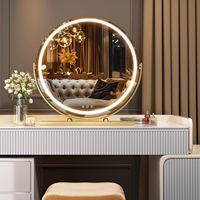 Miroir de maquillage LED rond rotatif à 360 degrés pour le bureau