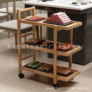 Wooden 3 Tier Kitchen Cart With Wheels Portable Storage Rack For Restaurant Use - Product Image 4