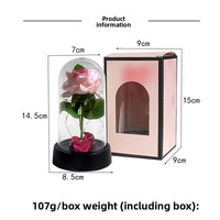 Ornements de roses artificielles à LED transfrontalières avec couvercle en acrylique et plastique, alimentées par piles, pour usage intérieur, Saint-Valentin