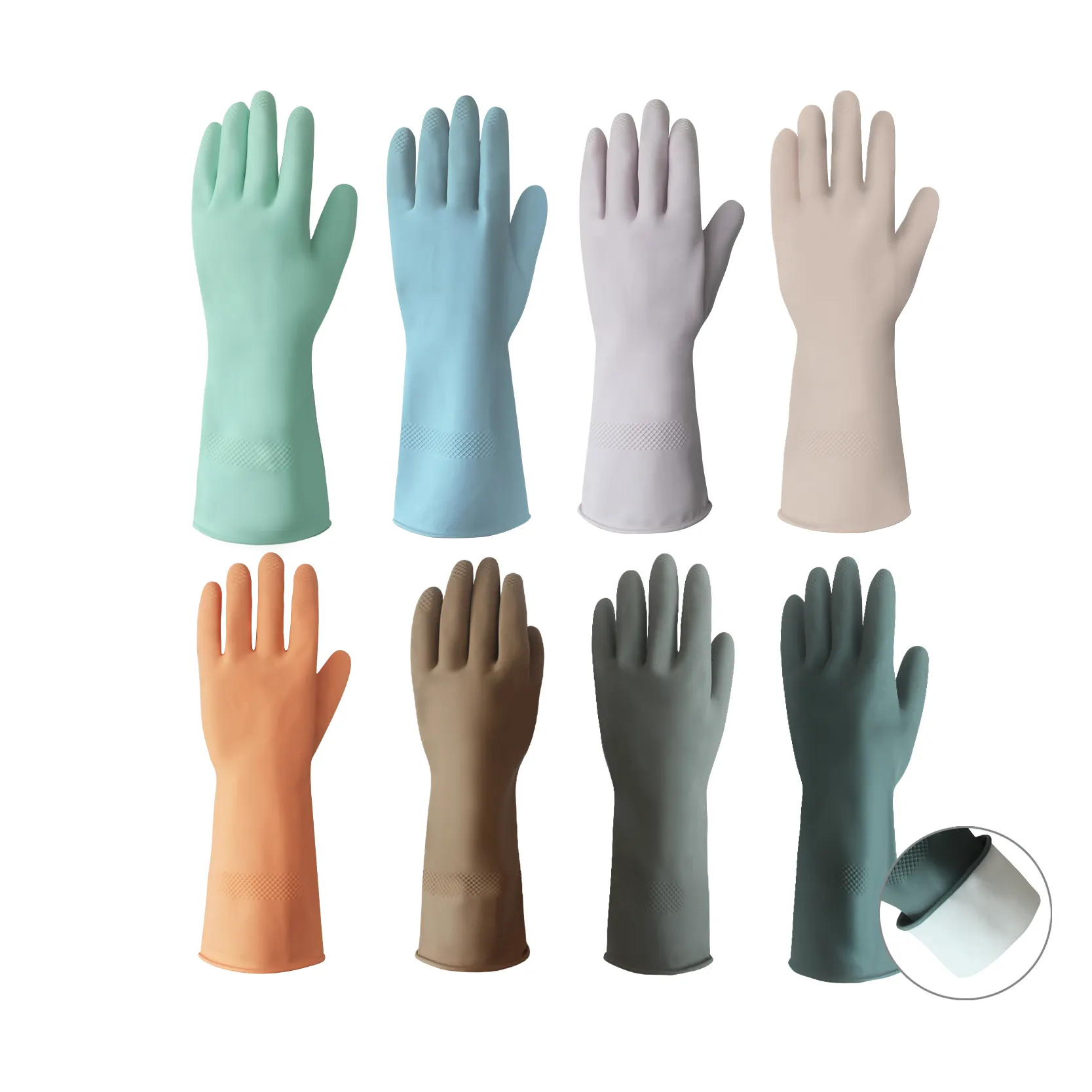 Corée Nettoyage travail brun vert foncé gris 33cm réutilisable cuisine caoutchouc vaisselle lavage long latex ménage gants