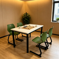 Ensemble table et chaises de salle à manger en plastique léger, écologique, durable, gain de place, 4 places, design minimaliste pour restaurant, école