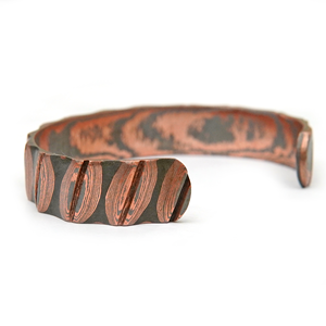 Antique <b>Copper</b> Plated Cuff Bracelet Geometric Pattern Wide <b>Bangle</b> Unisex Vintage Style Jewelry - Product Image 2