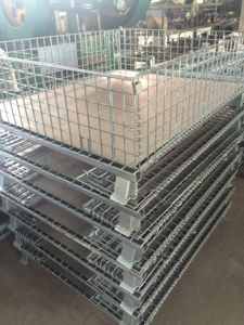 Mracking <span class=keywords><strong>Cage</strong></span> de stockage en treillis métallique galvanisé Conteneur en fil métallique pliable Cages industrielles en treillis métallique pour palettes - Product Image 6