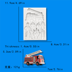 Molde de Silicona para Fondant de Bombero, Ecológico, de 2 Piezas, Rectangular, para Decoración de Pasteles, Cupcakes y Postres - Product Image 6