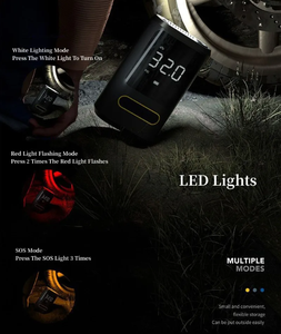 Inflador de bomba eléctrica de 150PSI, compresor de aire multiusos para coche, batería recargable USB tipo C de 4000mAh para bicicleta, motocicleta y coche - Product Image 5