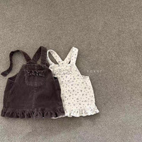 Nouvelle arrivée : Robe trapèze douce en velours côtelé à motif floral, style coréen et occidental, pour bébés et petites filles