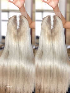 Personalizado hecho al por mayor 100% cabello humano femenino cabello virgen cabello ruso Toppers 5x5 encaje frontal 8x8 Topper para mujeres blancas - Product Image 3
