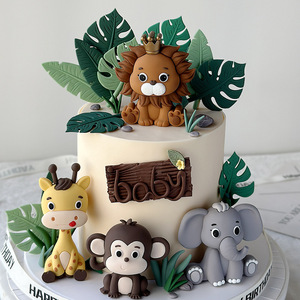 Wholesale Hot Sale Jungle Safari <strong>Animal</strong> <strong>Cake</strong> <strong>Topper</strong> with Lion Giraffe Monkey Elephant for Baby Shower <strong>Cake</strong> Decoration - Product Image 4