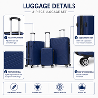 Valise trolley classique légère en ABS à 4 roues avec doublure en polyester personnalisable – Vente en gros