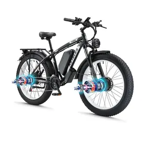 Xe Đạp Điện Cho Người Lớn 21 Tốc Độ Động Cơ Kép 2000W Ebike Khung Hợp Kim Nhôm 48V 23Ah Điện Chất Béo Leo Núi Bãi Biển Tuyết Xe Đạp