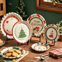 Assiettes en papier rondes jetables non enduites blanches, plateaux en papier personnalisés de 9 pouces pour les fêtes