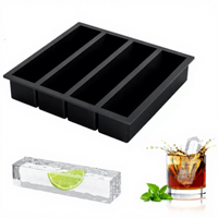 Moule à glace en silicone réutilisable et écologique, best-seller, de qualité alimentaire, pour snacks, sushis, whisky, forme quatre barres, facile à utiliser