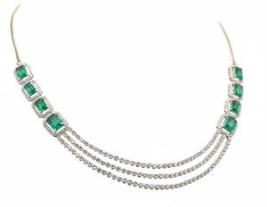 Premium <b>Emerald</b> Ovals <b>Necklace</b> Handcrafted Designer Jewelry for Women Perfect Bridal Engagement or Evening Wear Accessory - Product Image 1