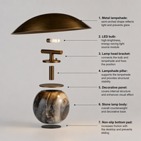 Lampe de table scandinave moderne en marbre avec abat-jour en forme de dôme, lumière LED pour chevet, bureau, chambre à coucher, salon