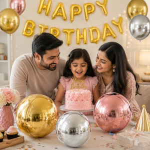 Vente flash : ballon rond en aluminium 4D gonflable, écologique et durable, pour mariage, anniversaire d'enfants, fête de Noël - Product Image 4