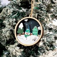 Décorations de Noël en bois 3D multicouche, oiseaux des forêts enchantées, 10x6cm, ornement suspendu multifonctionnel