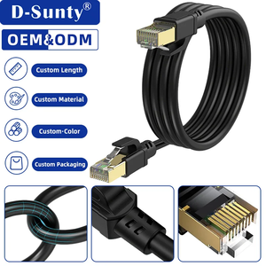 Câble Ethernet extérieur Cat8 SFTP, conducteur en cuivre pur massif, RJ45, gaine PVC LSZH, 28AWG, noir/blanc, 1m-30m, personnalisable, vente en gros - Product Image 1