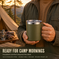 Mug à café isotherme en acier inoxydable de 12 oz avec poignée, gobelet de voyage portable à double paroi pour le camping, maintien thermique de 6 à 12 heures