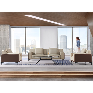 Juego de sofá moderno de cuero de 1-3 asientos con patas de metal tapizadas suaves, muebles para sala de estar y hospital de nuevo diseño - Product Image 3