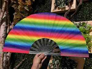 13 Inch Bamboo <b>Large</b> Hand Held <b>Fans</b> Angel Traditional Folk Art Clacking Dancing <b>Fans</b> for Home Decor Business Gifts Painted - Product Image 6