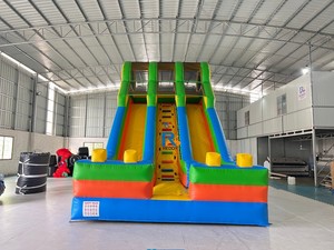 Ngoài trời trong nhà thổi lên khô trượt nước thương mại Inflatable sân chơi cầu vồng slide với leo tường cho mùa hè bên - Product Image 2