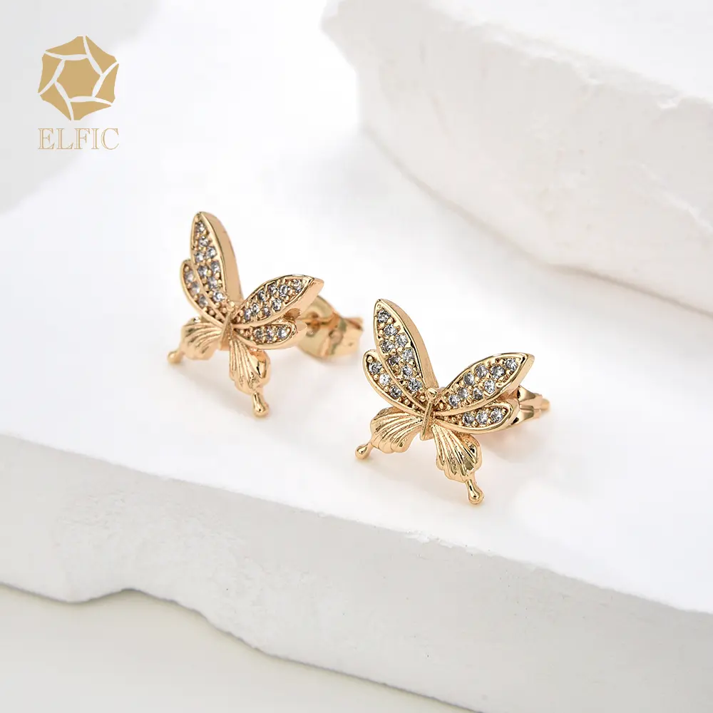 Elfic Butterfly Earrings Classic Vintage Fashion Jewelry Stud Earrings Gold Plated Jewelry Earrings For Women