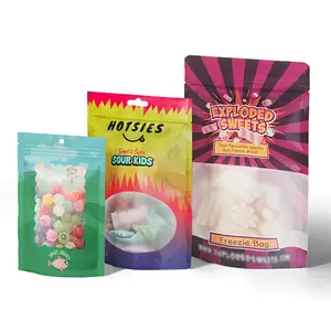 Custom Made Printed Resealable Food Plastic Ziplock Candy Bag Sweet Zipper Doypack Stand Up Pouches With Clear/Matte Window