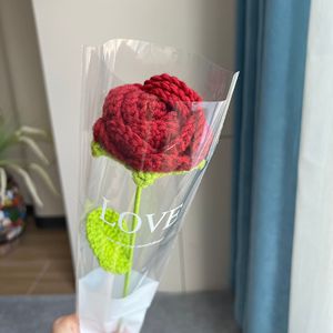 Novelty Handmade Gift Crochet Rose <b>Bouquet</b> Bulk Customized Colorful Woven Flowers - Product Image 5