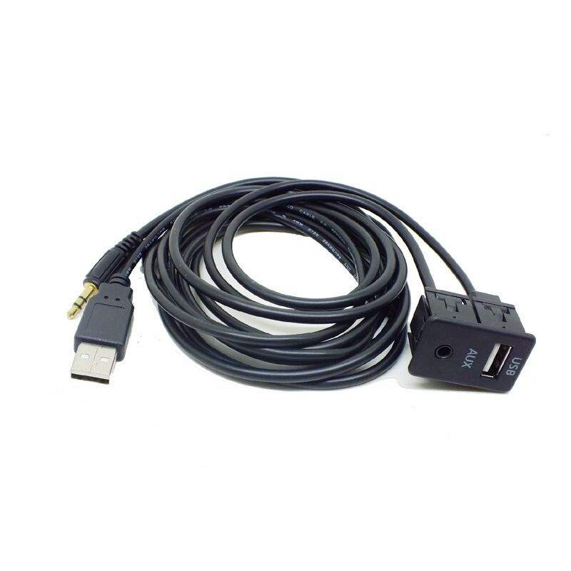 Black USB+AUX male to female