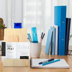 Support de présentation de brochures en bois de pin à 3 niveaux, porte-brochures, support de littérature, support de cartes postales, support de prospectus, présentoir de magazines - Product Image 5