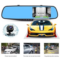 Caméra DVR de voiture avec rétroviseur à double objectif, enregistreur de conduite 4,3 pouces, vision nocturne HD 1080P, grand angle de 170 degrés, caméra de tableau de bord