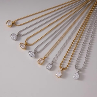 Collar de Acero Inoxidable Chapado en Oro de 18K Resistente al Agua con Circonita, Joyería Minimalista que No se Deslustra, Venta al por Mayor