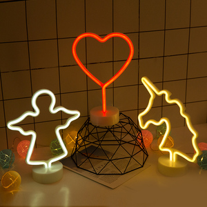 Bande LED néon flexible en PVC blanc personnalisée, motif <span class=keywords><strong>Cactus</strong></span> et Mots, pour décoration moderne de maison et salon, fonctionnant sur piles avec interrupteur - Product Image 1