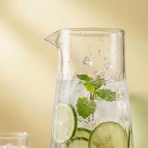 <span class=keywords><strong>Carafe</strong></span> à boisson en verre transparent de 1,2 L avec bec verseur en V pour jus, thé glacé, lait, sans couvercle, pour réfrigérateur - Product Image 3