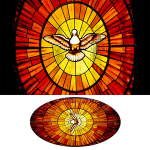 Lucernario religioso dipinto a mano della cupola di vetro colorato per la casa funebre cattolica della santa croce cattolica - Product Image 2