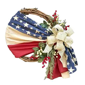 卸売米国独立記念日壁中庭ぶら下げ米国ガーランド新しいシミュレーション花花輪サインパーティー花輪装飾