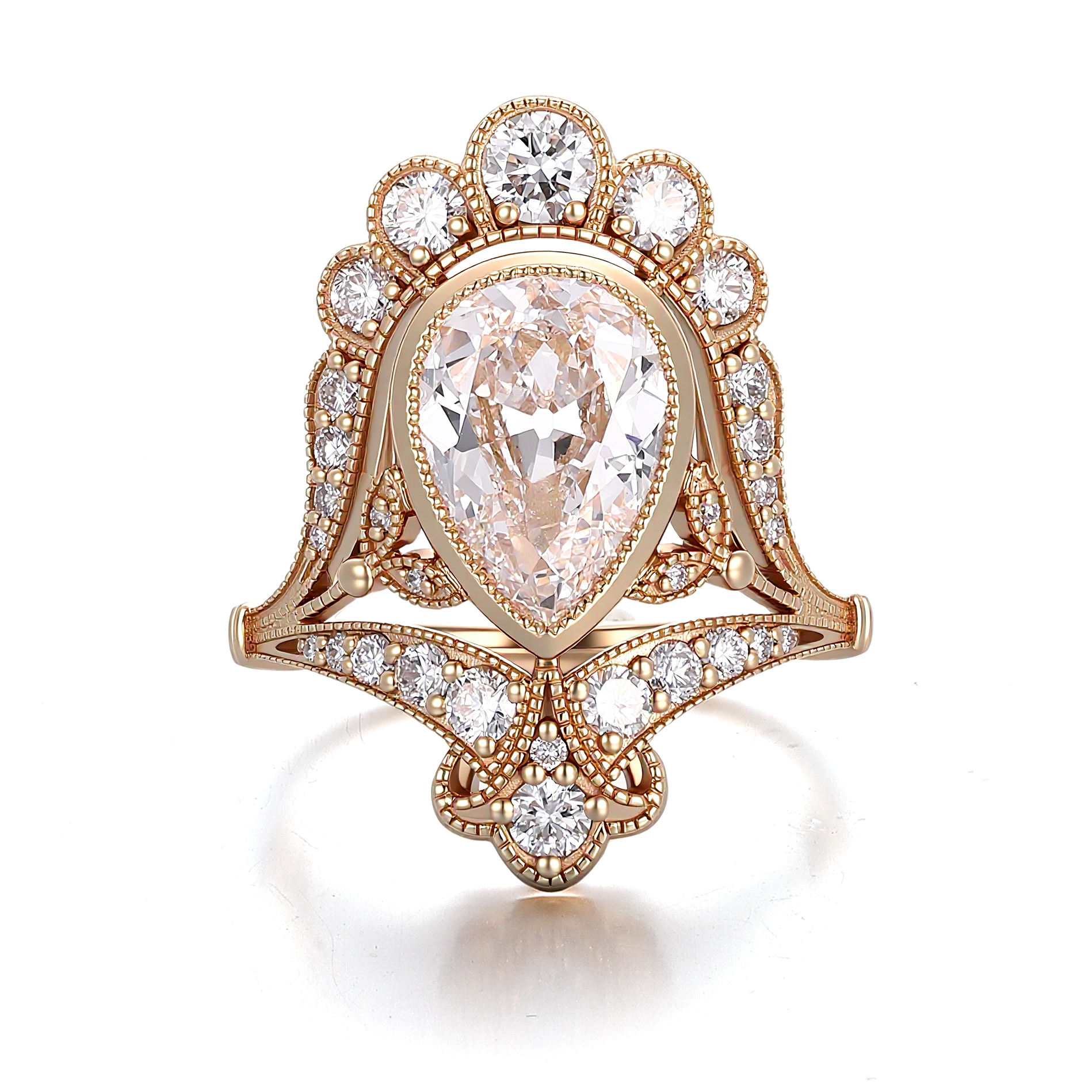 Bague en or massif 14 carats avec diamant de laboratoire