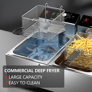 <span class=keywords><strong>Friteuse</strong></span> à huile profonde électrique commerciale à <span class=keywords><strong>double</strong></span> réservoir <span class=keywords><strong>Friteuse</strong></span> à poulet en acier inoxydable - Product Image 4