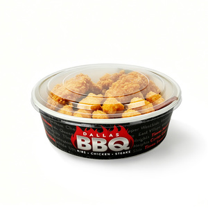 Tazón de Papel Blanco de Grado Alimenticio de 2000 ml con Tapa, Tazón Redondo Desechable a Prueba de Fugas, Tazón Kraft Ecológico para Llevar, Contenedor de Alimentos para Ensaladas y Sopas - Product Image 1