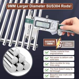 Qualité supérieure Bbq Grill Net Pliable En Acier Inoxydable Barbecue Grille Partie Qulimetal 19.5 "9MM Grill Grates 100% De Taiwan - Product Image 5