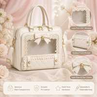 Sac à main Ita personnalisé blanc en dentelle Lolita avec fenêtre transparente en PVC, sac à bandoulière ivoire, fabrication d'échantillons sur mesure selon votre dessin