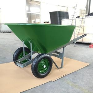 9600 औद्योगिक परिवहन डबल पहिया व्हीलबारो 200 cbf क्षमता बड़े प्लास्टिक ट्रे व्हीलबारो स्टील हैंडल हाथ ट्रॉली - Product Image 2