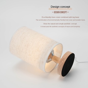 Retro hoa rắn gỗ vải dập nổi đèn bàn với USB Nhật Bản phòng ngủ đầu giường cao cấp bầu không khí - Product Image 2