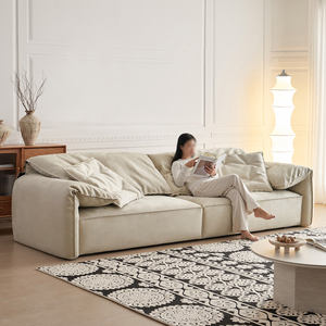 Nordic Style <strong>Elephant</strong> Ear <strong>Sofa</strong> Frosted Fabric Small-sized Living Room Designer Straight Row <strong>Sofa</strong> Down <strong>Sofa</strong> Set - Product Image 3
