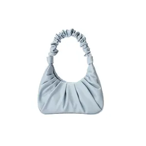 2023 New solid color shoulder fold armpit dumpling cloud bag handbag
