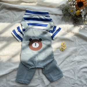 Vêtements pour chiens printemps-automne en gros, tenue rayée à quatre pattes motif ours, style décontracté pour petits et moyens chiens (Pomeranian) - Product Image 2