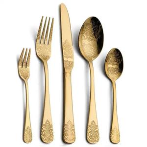Di lusso minimalista in acciaio inox <span class=keywords><strong>posate</strong></span> <span class=keywords><strong>posate</strong></span> <span class=keywords><strong>Set</strong></span> 5 pz motivo fiore <span class=keywords><strong>posate</strong></span> d'oro <span class=keywords><strong>posate</strong></span> kit per eventi - Product Image 1