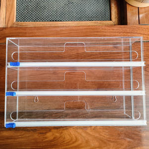 3 in1 akrilik alüminyum folyo tutucu 2 çekmece organizatör akrilik plastik sarma dağıtıcı slayt ile kesici mutfak çekmecesi - Product Image 5