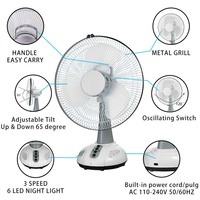 Ventilateur de table solaire portable de 14 pouces avec batterie, panneau solaire et USB, ventilateur rechargeable, refroidisseur d'air, ventilateur de table pour la maison